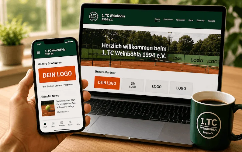 Beispiel für Sponsorensichtbarkeit in Website und App